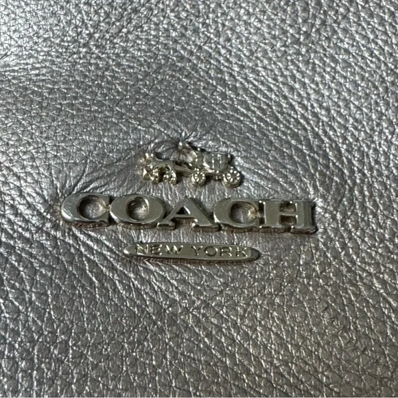Coach Large Edie Shoulder Bag Pebble Leather Metallic Pewter Hobo Tote